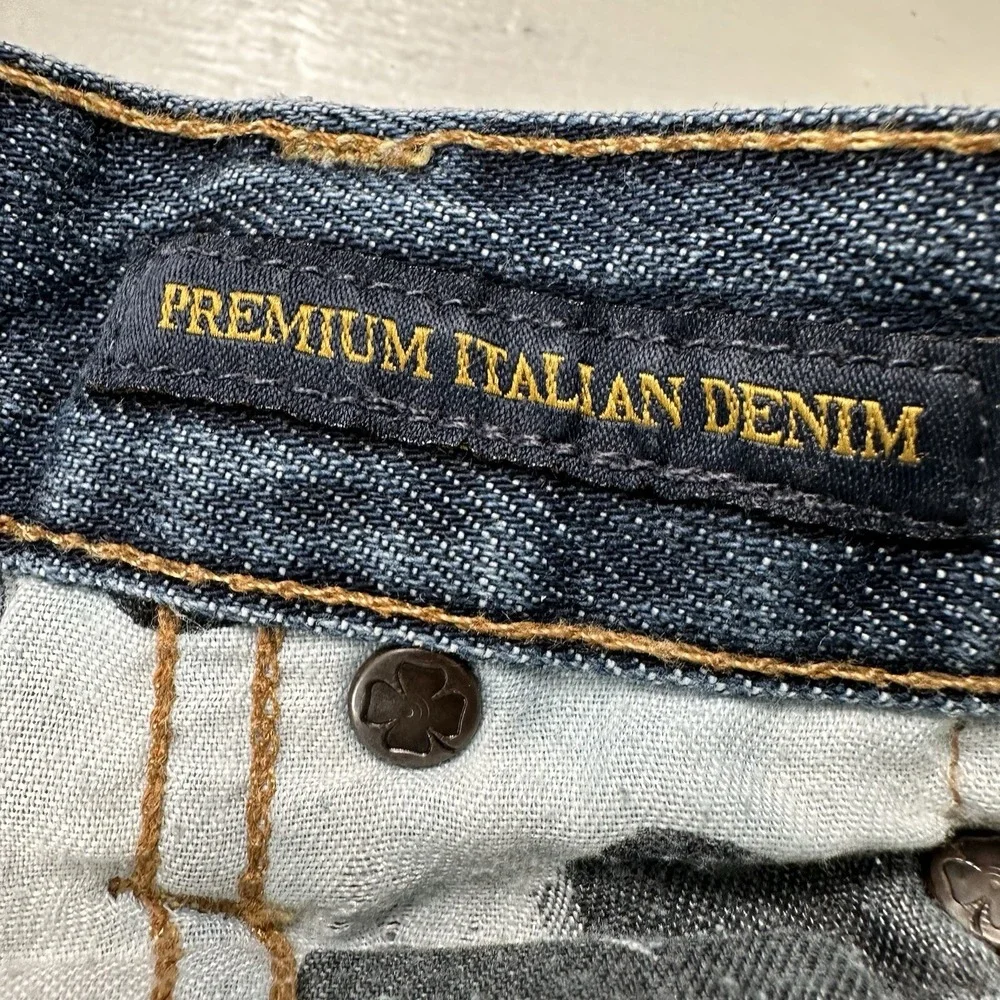Lucky Brand 329 Straight Jeans Men actual 34x34‎ Blue Distressed Italian Denim